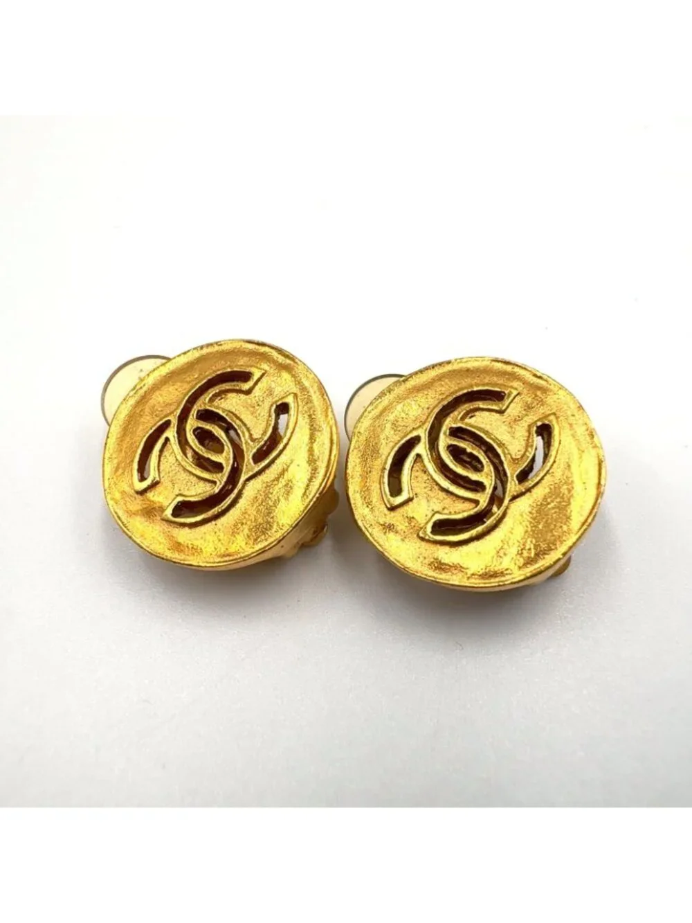 Chanel CC Logo Gold Plated Earrings